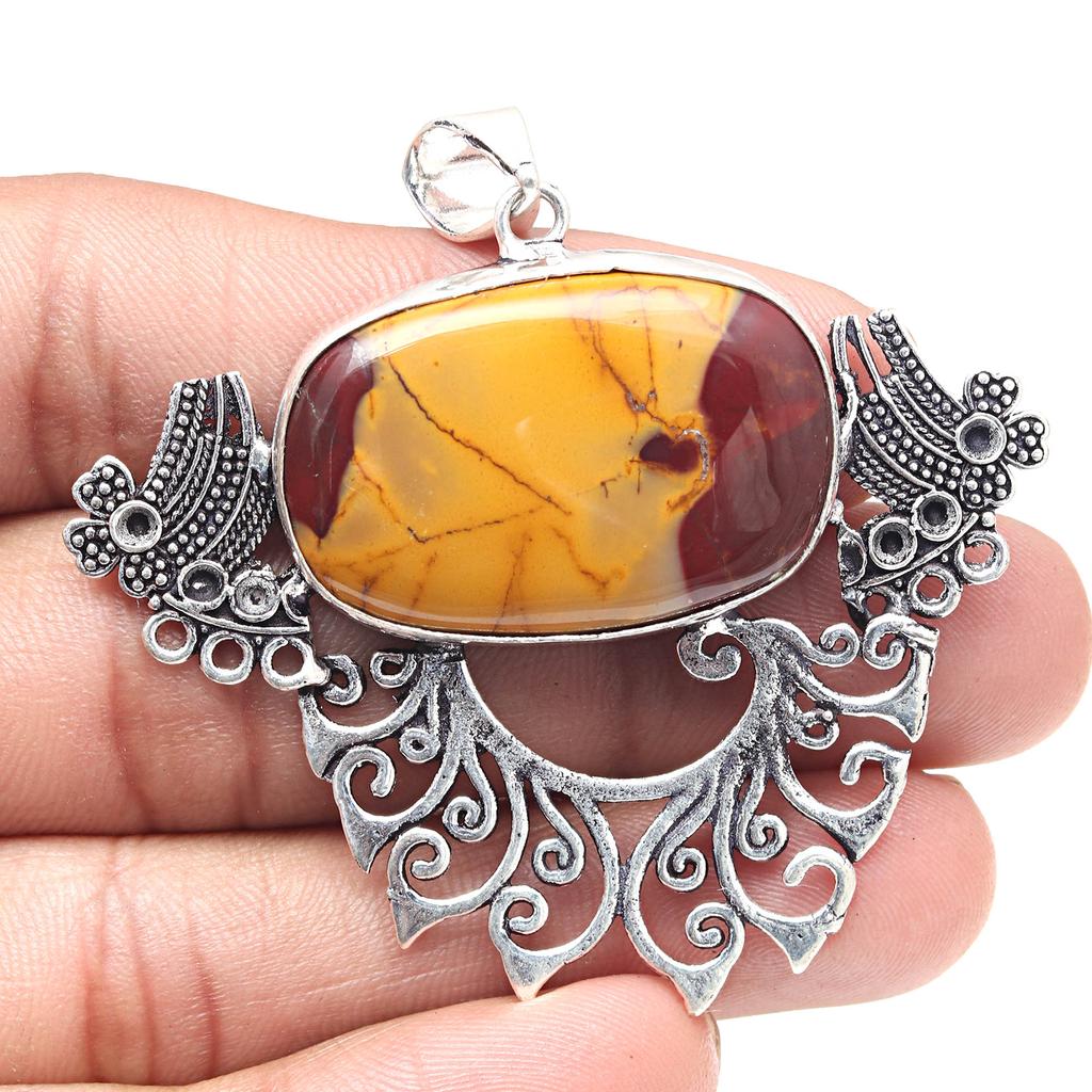 Pendant Wild Horse Jasper Gemstone Valentine'Day Gift Silver Jewelry 2.25"