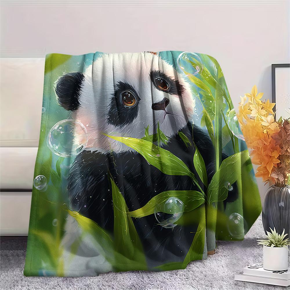 Panda Print Flannel Blanket, High quality Comfortable for All Seasons, Home Decor, Warmth and Comfort, Perfect for Christmas Gifts