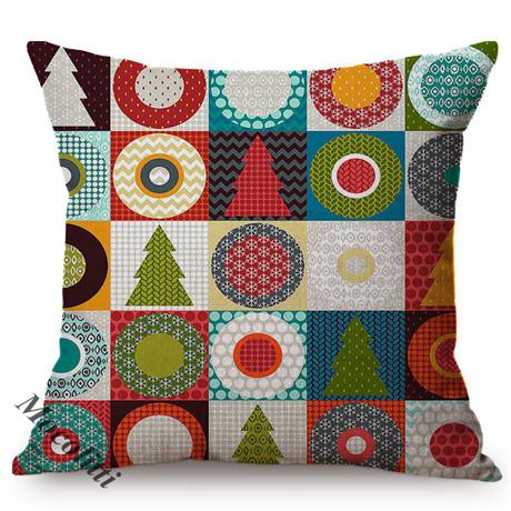 Colorful Cartoon Christmas Pattern Print New Year Sofa Decoration Throw Pillow Case Cotton Linen Xmas Gift Cushion Cover Cojines