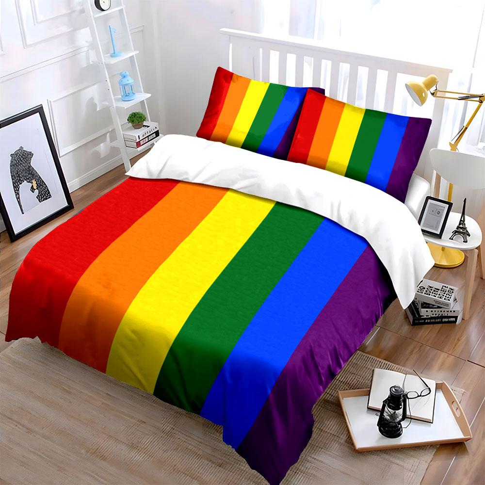 Rainbow-colored Vertical Stripes. Bedding Sets Duvet Cover Sets Duvet Covers Pillowcases(1 * Duvet Cover 2 * Pillowcases Without Duvet Insert)