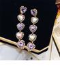 European-American Heart-Shaped Rhinestone Zirconia Earrings