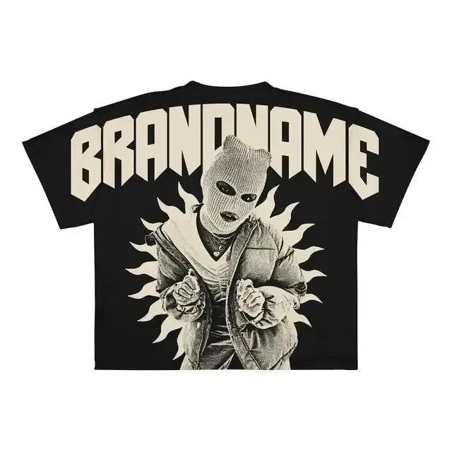 Oversized Cotton Tshirt Vintage Street Portrait Graphic Print Retro 90s Hiphop Urban Streetwear Short Sleeve Tops For Youth
