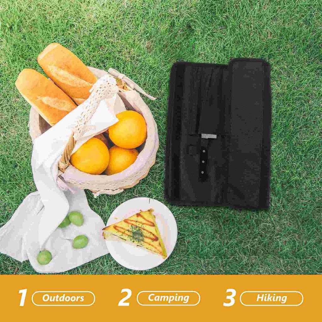 Black Oxford Cloth Waterproof Knife Storage Bag With Internal Partition Roll Case Kitchen Holder Cutlery Ganizer Travel