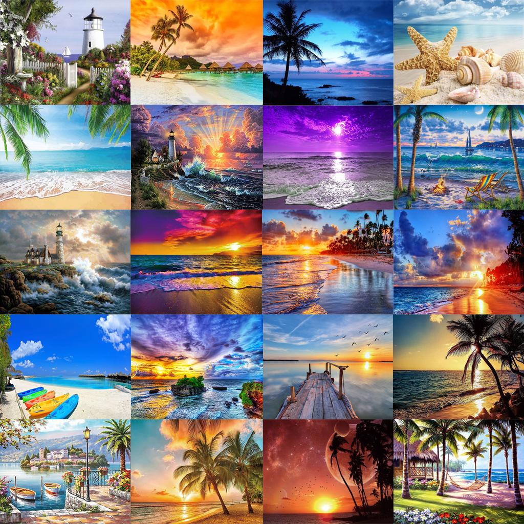 5D Diy Diamante Bordado Artesania Mosaico Playa Paisaje Arte Mobiliario Patron Decoracion Del Hogar Artesania