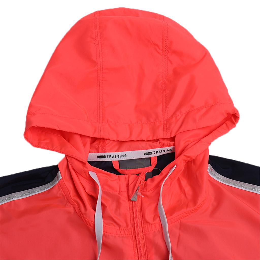 Puma Sports Windbreaker Hooded Jacket Women Outerwear Pink Blue 519715-02