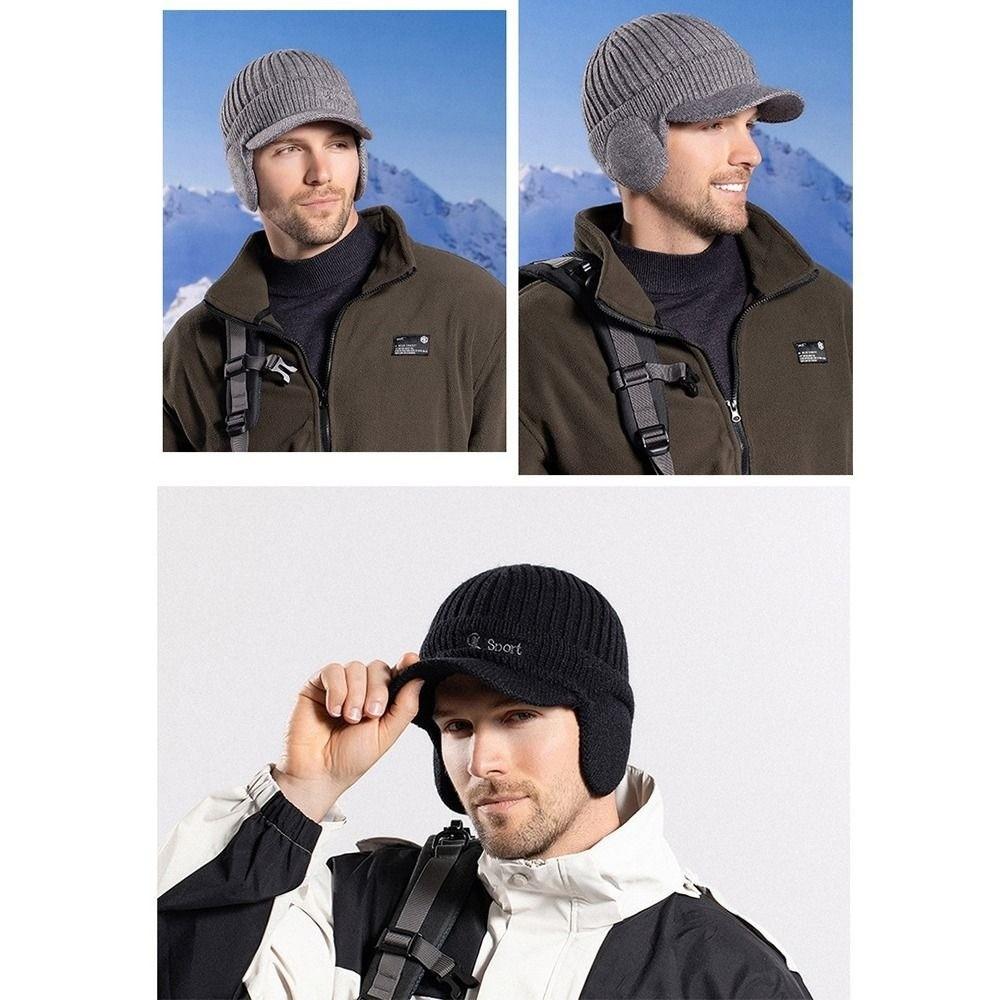 Windproof Knitted Earmuffs Cycling Cap Wool Beanie Hat Fashion Knitted Hat  Winter