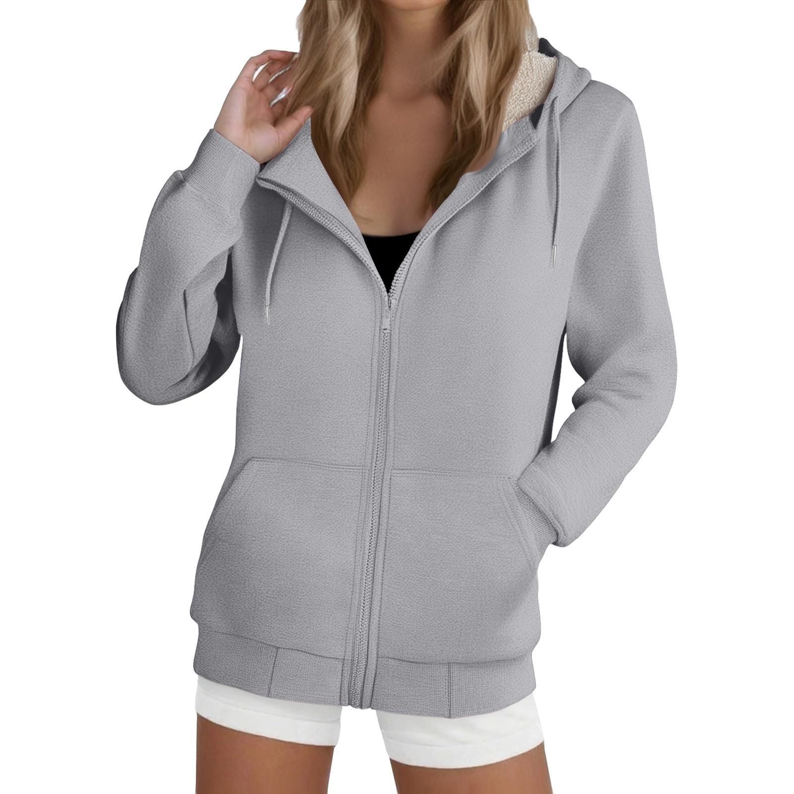 

Женская модная повседневная толстовка, свободный кардиган на молнии, куртка с длинным рукавом и капюшоном L