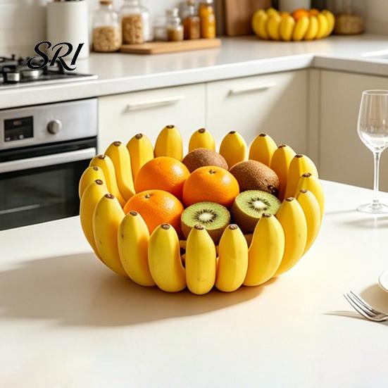 Unique Fruit Bowl Design 3D Printed Banana Shape Funny Decorative Plate Durable Container Desktop Key for Home Kitchen Dining Room Decor Snack Holder