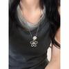 Korean Silver Pearl Flower Necklace - Elegant High-End Clavicle Chain for Women, Everyday Luxury Accessory