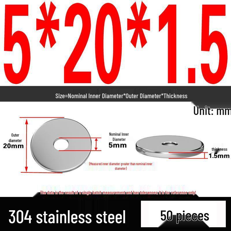 Thickened 304 Stainless Steel Flat Washer Spacer (M2-M36)