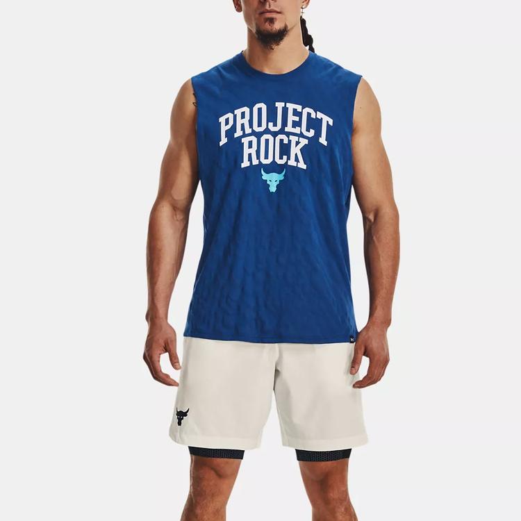 Under Armour Project Rock Printed Pullover Training Vest Men Tops Phantom-Blue 1379019-471