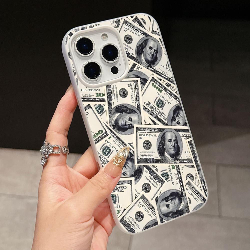 USD Dollar Jelly Double Layer White Mobile Phone Case for iPhone 17 16 15 14 13 12 11 Air Pro Max Plus Protective