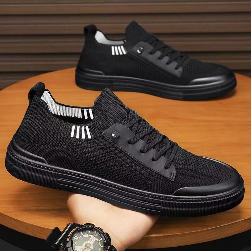 Men's Summer Breathable Knitted Flat Shoes - Lightweight, Soft Sole, Casual Sports Mesh Sneakers