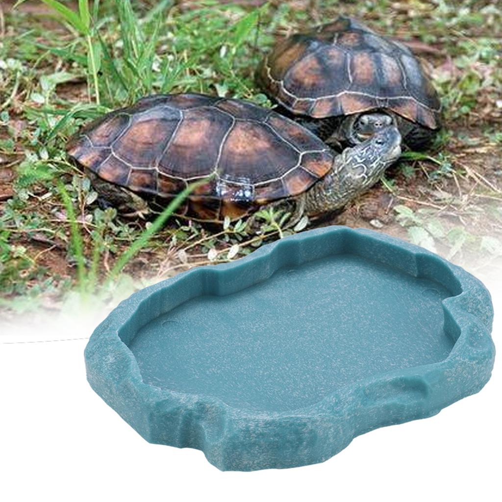 Resin   Reptile Rock Food and Water Dish Feeder Bowl for Tortoise  (Green S)