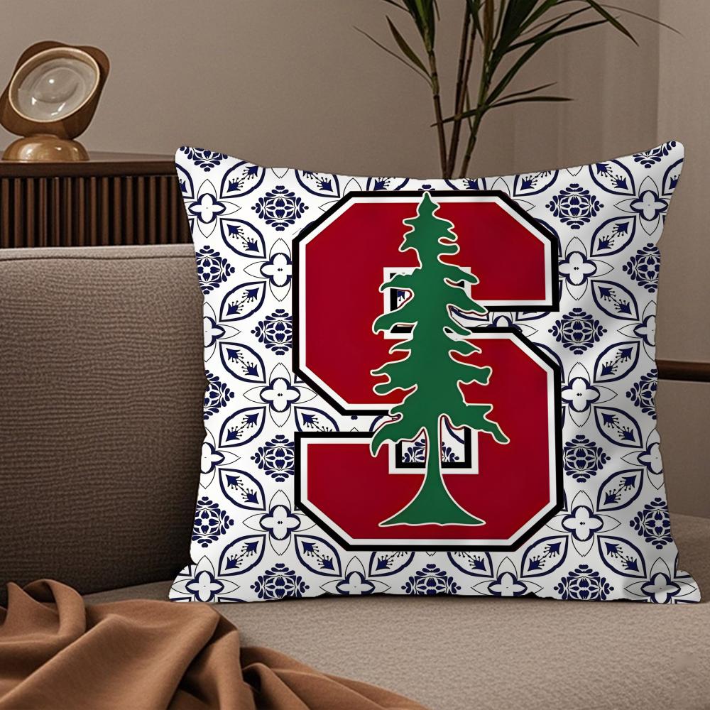 Stanford University Pillow Case Silky Elegant Comfort Sofa Bed Invisible Zipper Peach skin 18*18(CM)-1Pcs