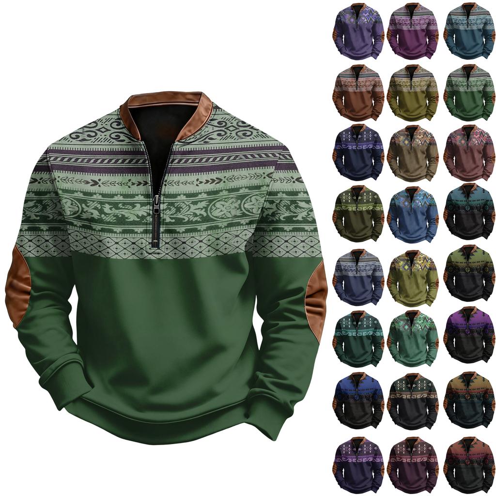 Men's Print Western Pullover Sweatshirt Pattern Long Sleeve Top