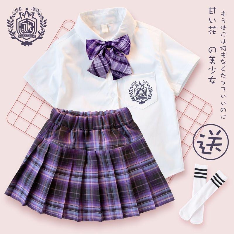 Children's Short-Sleeved JK Uniform Skirt Full Set Girls' Suit Student Uniform