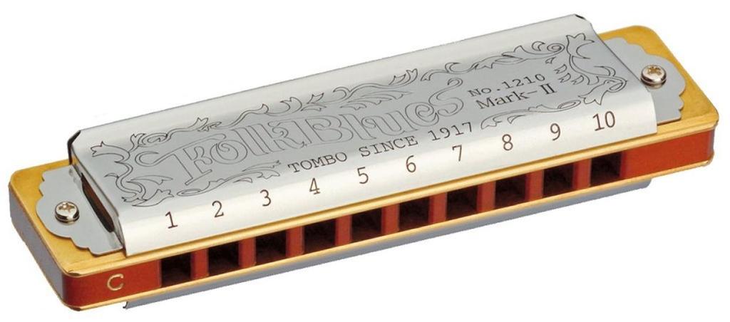TOMBO 10-Hole Harmonica, LF Key, Folk Blues Mark II 1210