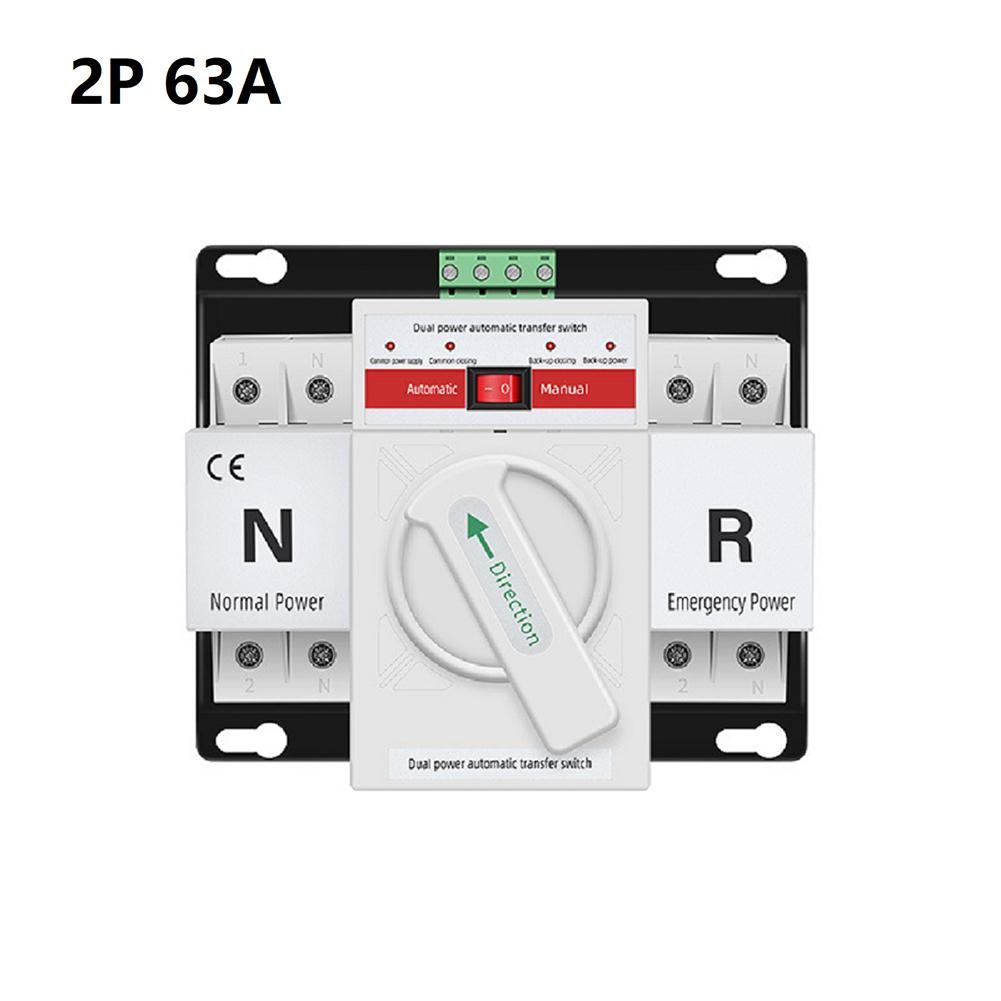 Dual Power 2P 63A Automatic Transfer Switch AC 230V for ATS with Fast Transfer Time and Safe Operation Functions