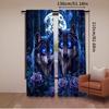 2Pcs Wolf With Rose In The Forest Under The Full Moon Print Curtains Suitable For Bedroom Bathroom Living Room Dining Room Study