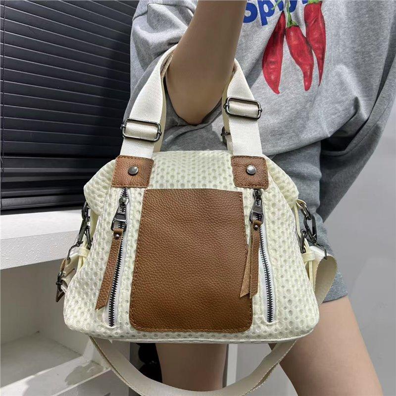 Women S Nylon Mesh Splicing Backpack Large-Capacity Multi-Functional Casual Handbag Standard