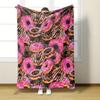 Pink Doughnut Digital-printed Polyester Bedroom Velvet Flannel Cover Blanket Fleece Soft Sofa Cover Blankets for Beds