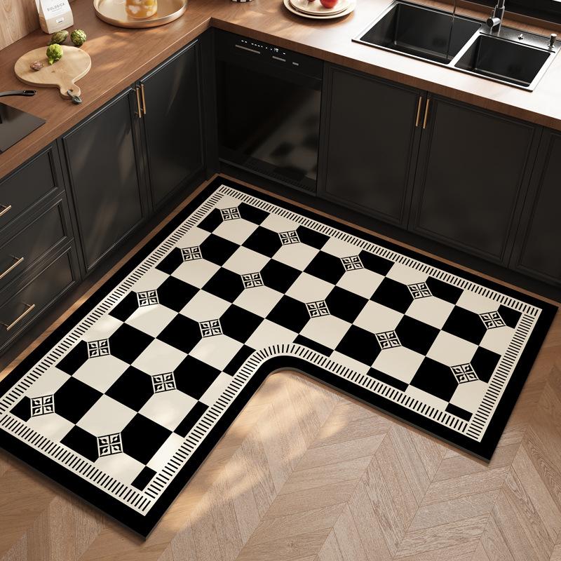 French L-Shaped Kitchen Floor Mat, Wear-Resistant, Scratch-Resistant And Non-Slip Mat, Water-Absorbing And Oil-Absorbing Quick-Drying Foot Mat, House