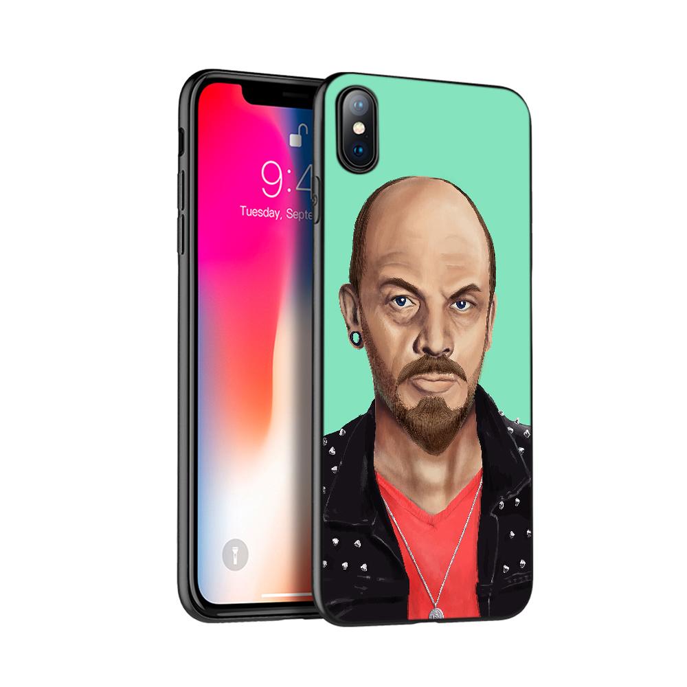 Black tpu case for iphone 5 5s SE 2020 6 6s 7 8 plus x 10 case cover for iphone XR XS 11 pro MAX case lenin Soviet Union flag