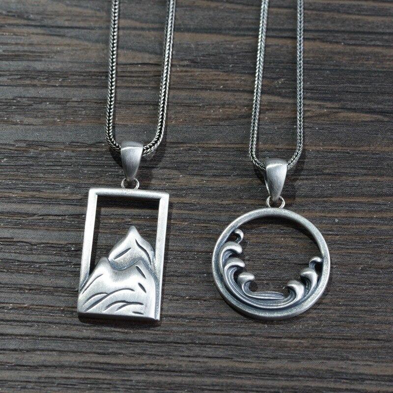 Vintage S925 Sterlingové Stříbro Matné Thajské Stříbro Přívěsek Pár Peníze Šperky Navzájem Náhrdelník Přívěsek Zásnubní Šperky Nové