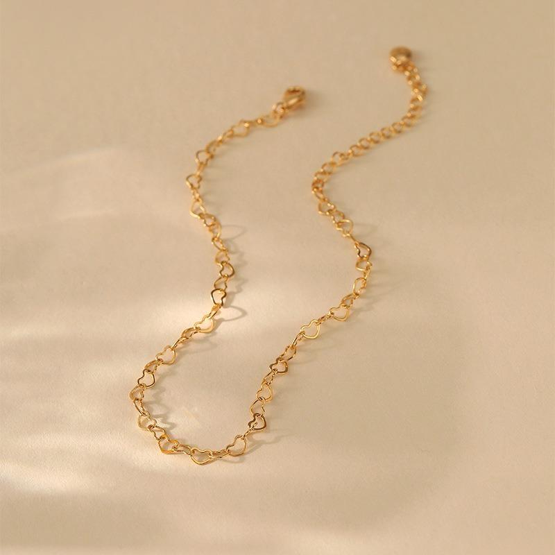 Heart Shaped Gold Plated Minimalist Light Luxury Womens Anklet