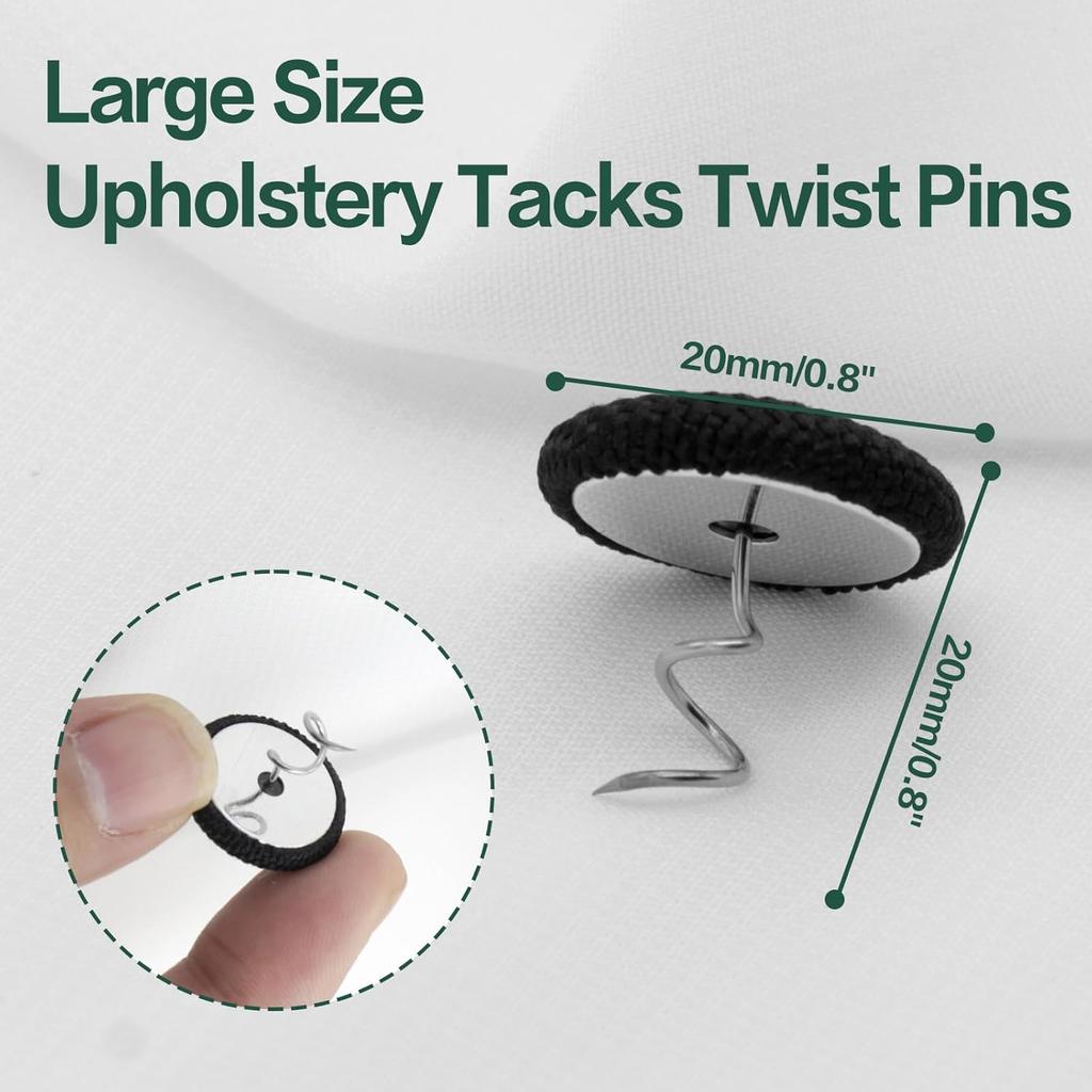 25 Pcs Bed Skirt Pins 0.8" Upholstery Tacks Twist Pins Headliner Pins for Bedskirts Slipcovers Armrest Covers and Upholstery. (White, 25)