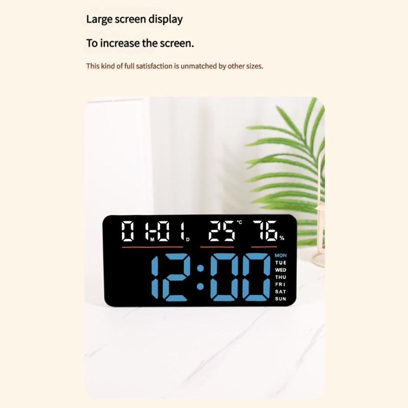 Modern Oversized Electronic Wall Clock Multifunction Time Date 2 Alarm Countdown Timer LED Display Easy Installation