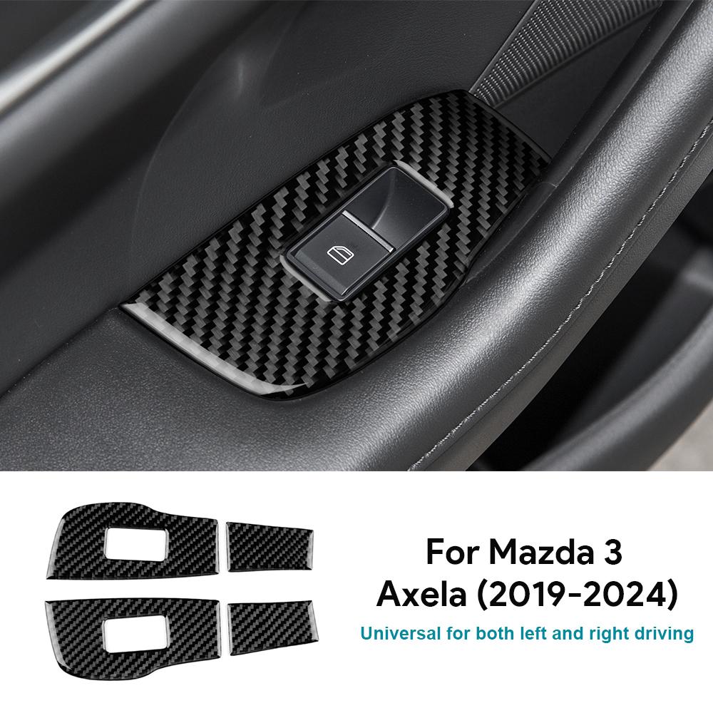 Carbon Fiber For Mazda 3 Axela -2025 Rear Door Window Switch Trim Scratch Wear Resistant Interior Protective Car Accessories