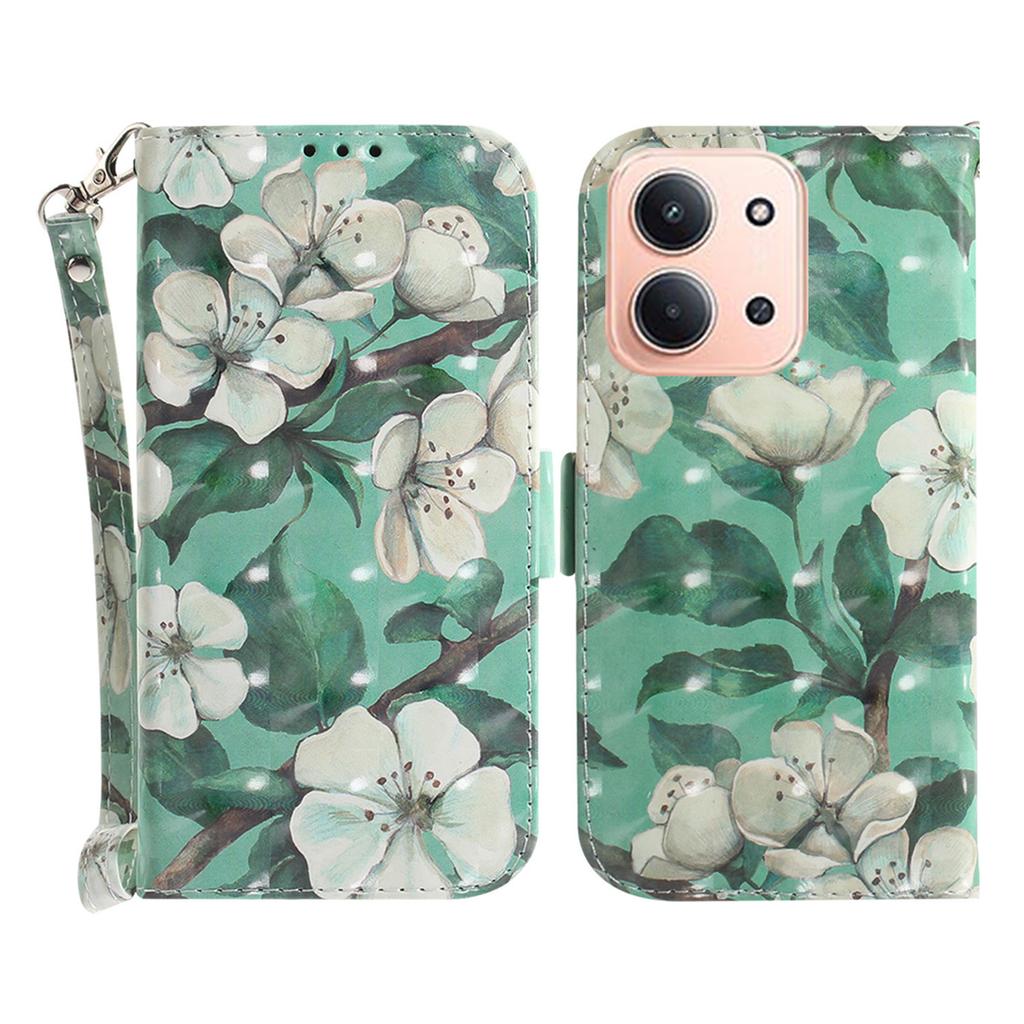 Für Xiaomi Redmi 15C 5G (EU) (173 mm)/15C 4G (EU) (173 mm) Handyhülle mit Musterdruck, Leder-Geldbörse, Handyhülle mit Handschlaufe