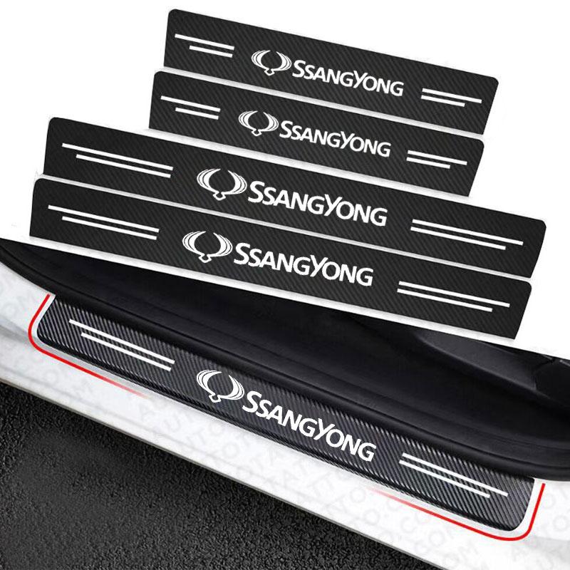 Car Door Sill Stickers Accessories for Ssangyong Actyon Rexton Korando Rodius Kyron Tivoli Musso XLV Stavic Turismo Accessories