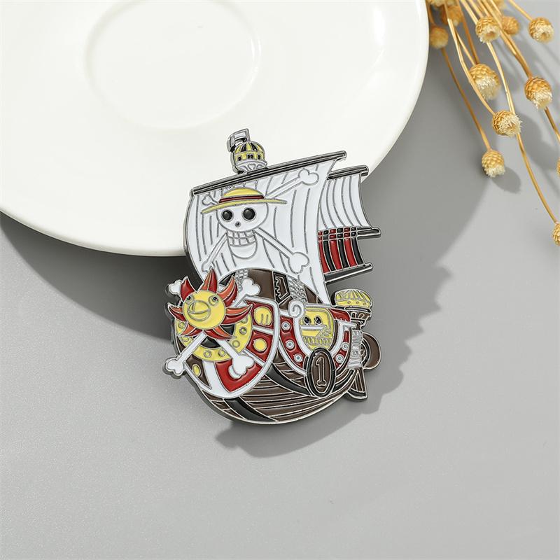 Cartoon One Piece Pirate Ship Brooch Anime Metal Enamel Pins Clothing Bag Lapel Badge Jewelry Gift for Fans Friends Accessories