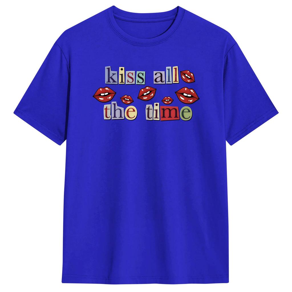 Creative Harrys Styles Kiss All The Time TShirts for Men Round Collar 100 Cotton T Shirts Short Sleeve Tees Printing Clothes