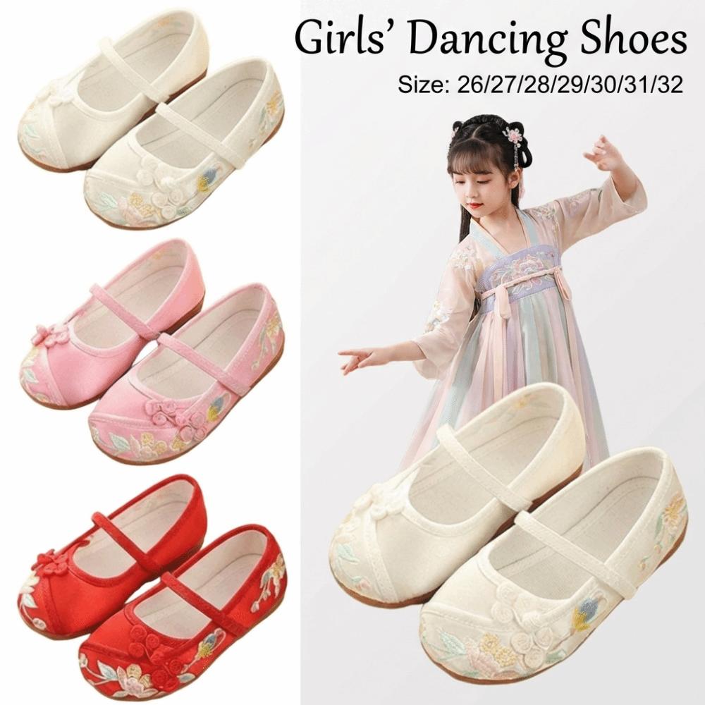 Chinese Style Children Hanfu Flat Shoes Wear Resistant Embroidered Cloth Shoes Kid Gift