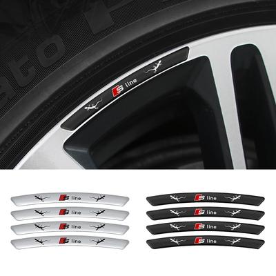 4Pcs Emblems Car Badge Wheel Hub Rims Decor 3D Stickers For Wszj8 A4 A3 A5 A6 A7 A8 Q3 Q5 Q7 Q8 B5 B6 B7 B8 B9 Q7 8P 8V 8L