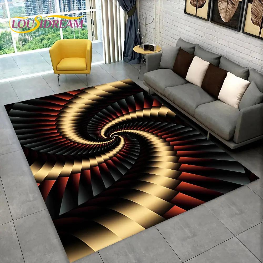 3D Vortex Illusion Area Rug,Abstract Geometric Optical Carpet Rug for Living Room Bedroom Sofa Doormat Decor Non-slip Floor Mat