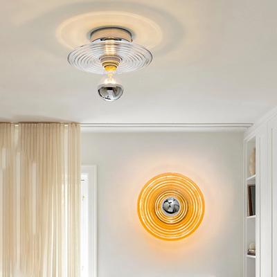 Glass Wall Lamp Design Ceiling Light Home Decor For Living Room Bedroom Bedside Indoor Orange Transparent Round Wall Sconces
