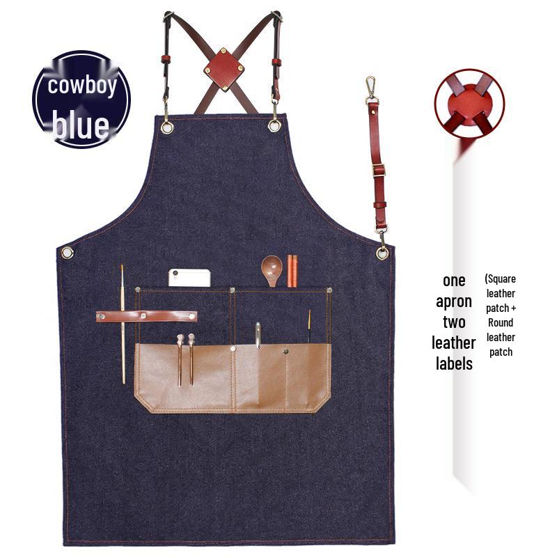 Custom Logo Barber Denim Apron for Hairdressers, Stylists, Artists, and Students