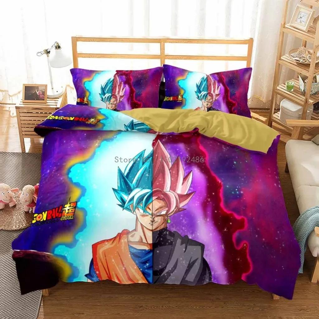 2D Print Anime Dragon Ball Super Saiyan Son Goku Duvet Cover Bedding Set Double Twin For Kids Bedclothes Quilt Cover Gi