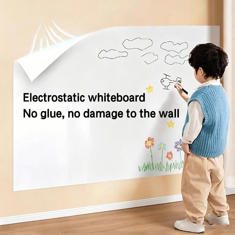  Electrostatic Whiteboard Sticker Reusable Pp Teaching Graffiti Drawing Board Removable Household Erasable Whiteboard