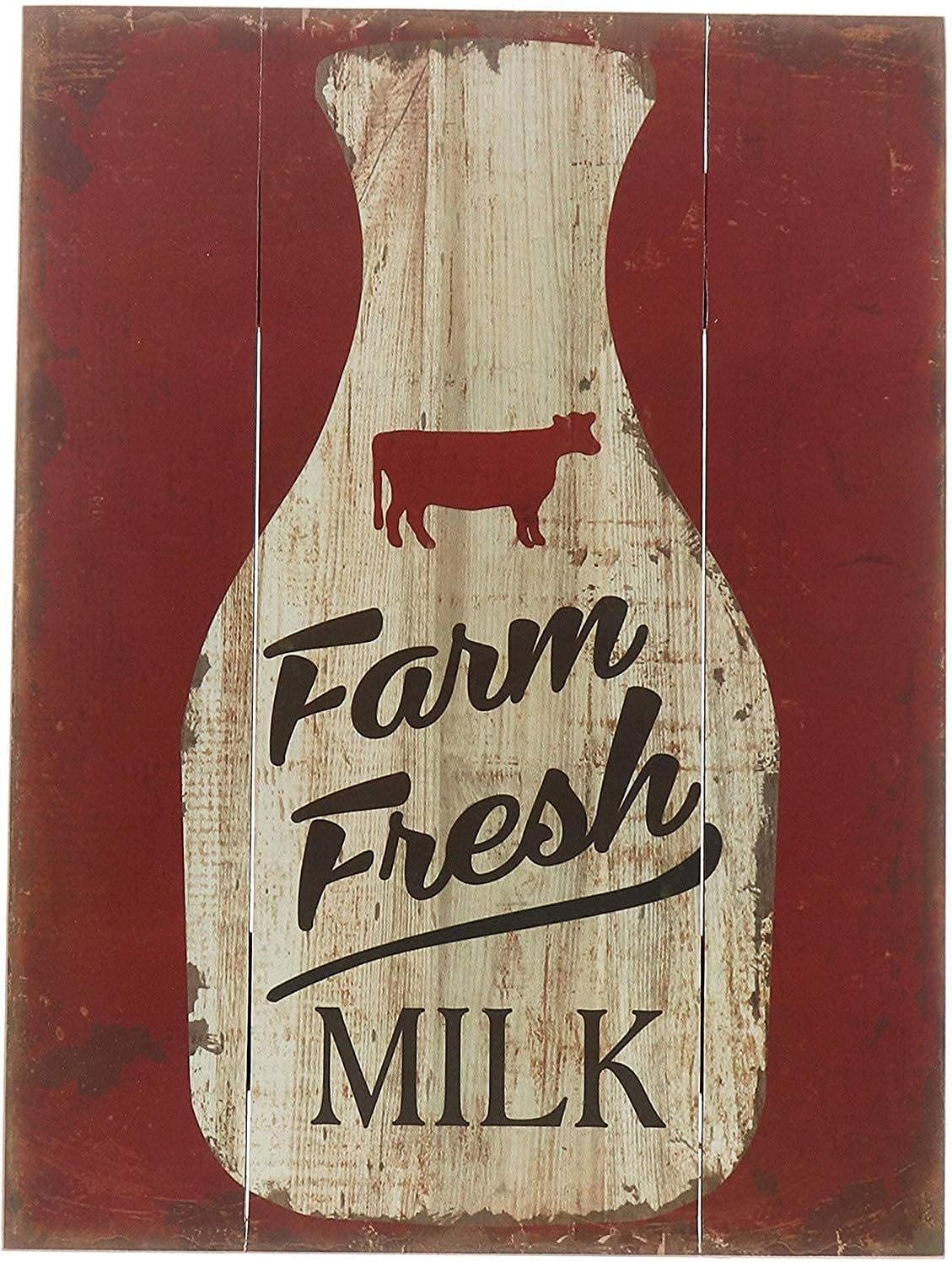 Farm Fresh Milk Cow Rustic Retro Vintage Metal Tin Sign Bar Kitchen Yard Wall Decor 20x30cm(7.8x11.8inch)