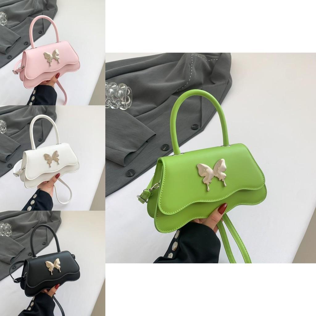 Stylish Small Square Crossbody Bag For Women With Unique Butterfly Design In Black White Pink Green Silver