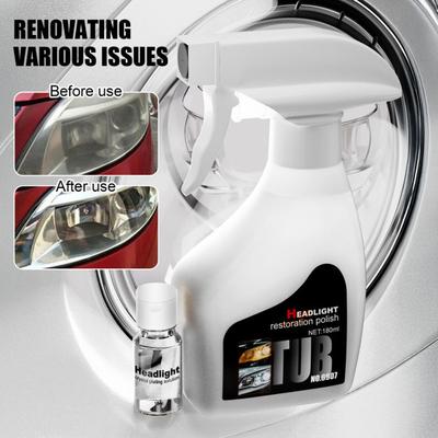 Headlight Restoration Kit with Ceramic Coating 180ml Spray Cleaner And Polish