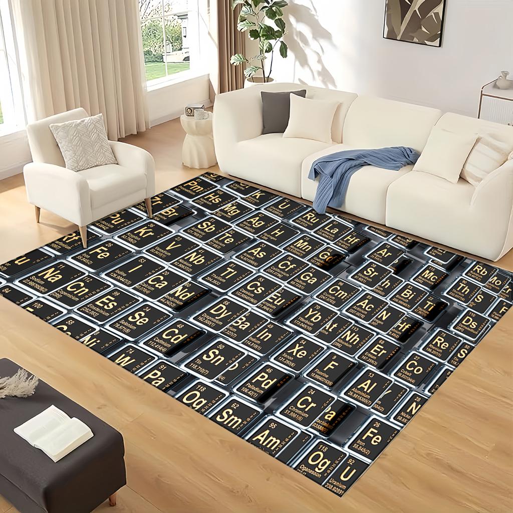 Retro Periodic Table of Elements Physics Formula Area Rug Carpet for Living Room Bedroom Home Decor,Non-slip for Sofa Doormat