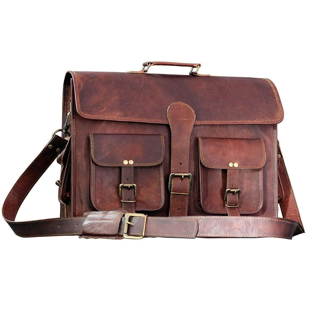 Men's Soft Leather Vintage Laptop Messenger Handmade Briefcase Bag Satchel