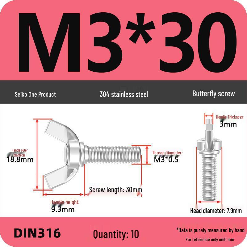 304 Stainless Steel Hand-Tightening Butterfly Weld Screws - Ram Horn M4 M5 M6 M8